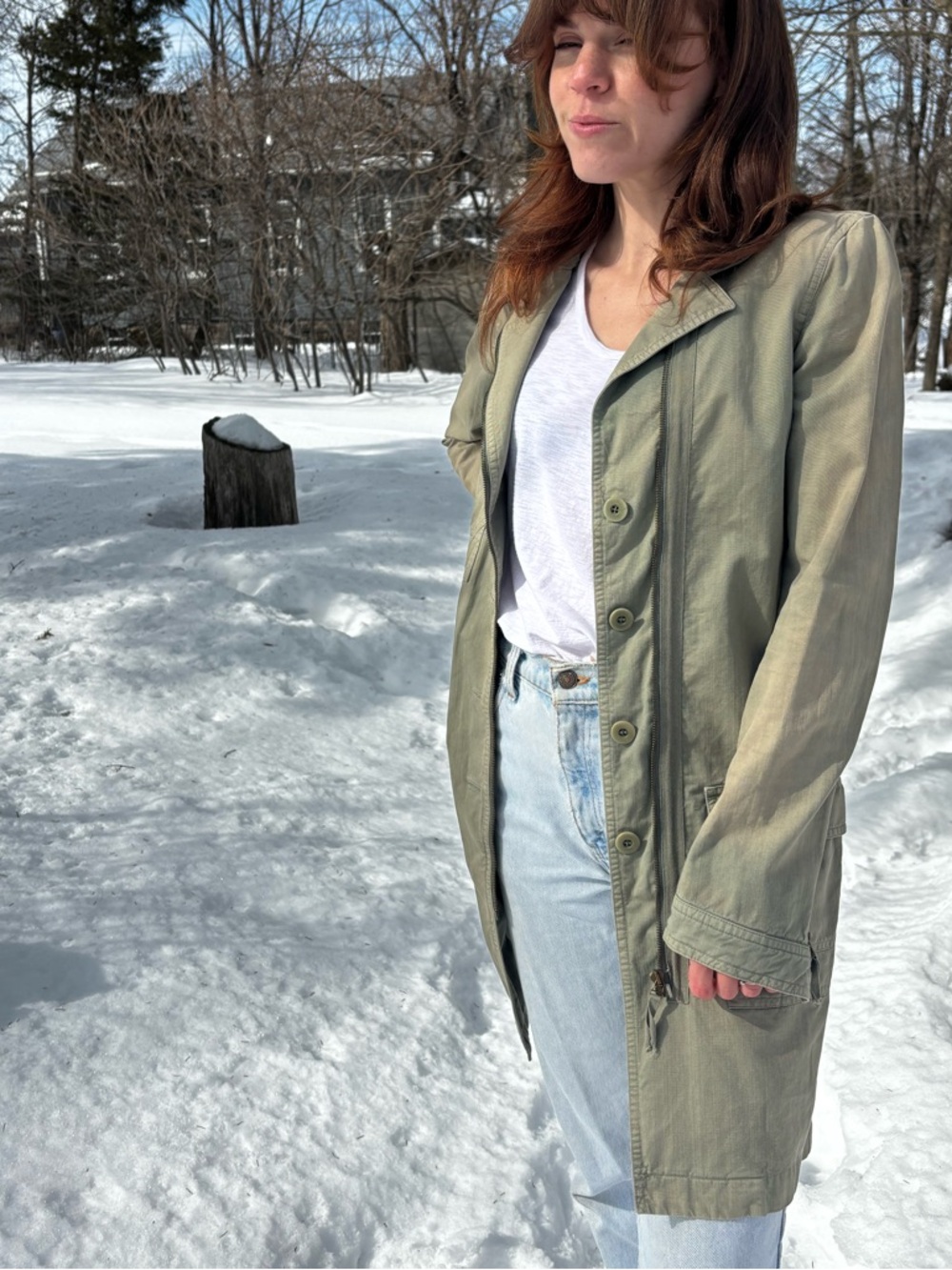 Vanessa Bruno Long Olive Utility Coat